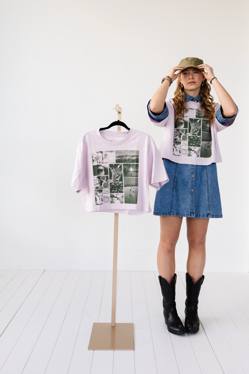 Notice Purple Crop Tee you-ay